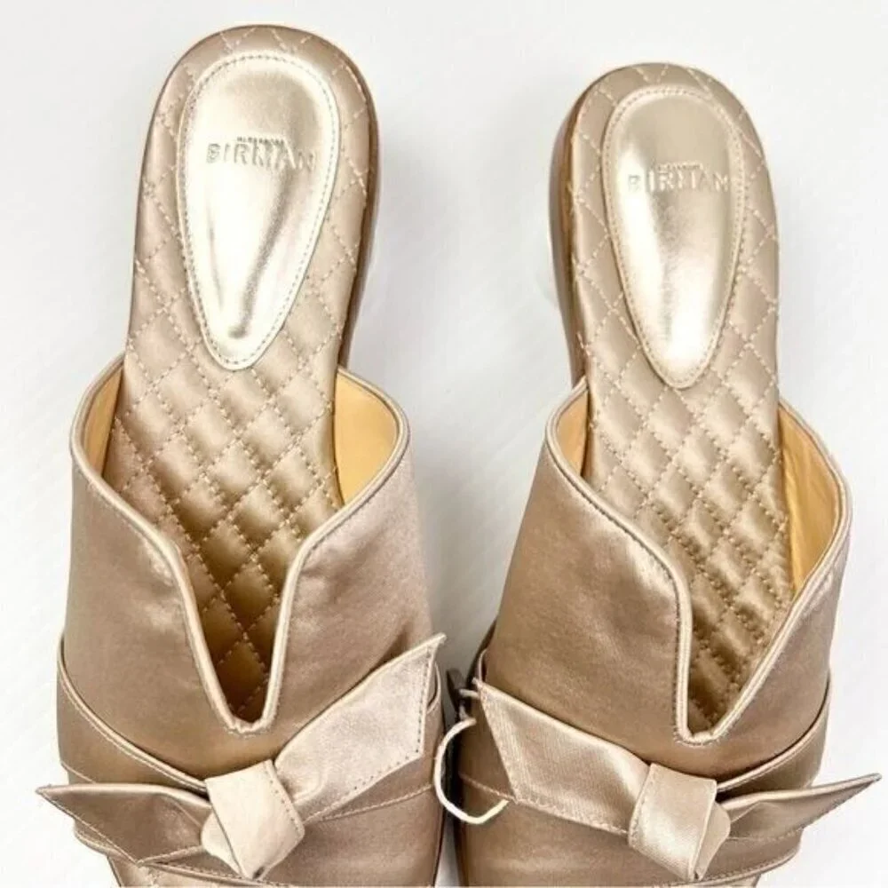 ALEXANDRE BIRMAN womens size 8.5 Clarita bow-embellished satin slides
